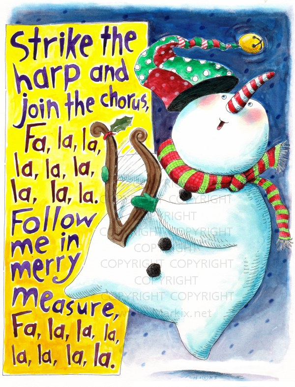 Bedsledding whimsical artwork by whimsical illustrator, Mark A. Hicks