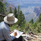 Mark A. Hicks, illustrator along the Widfross Trail, North Rim, Grand Canyon, NP